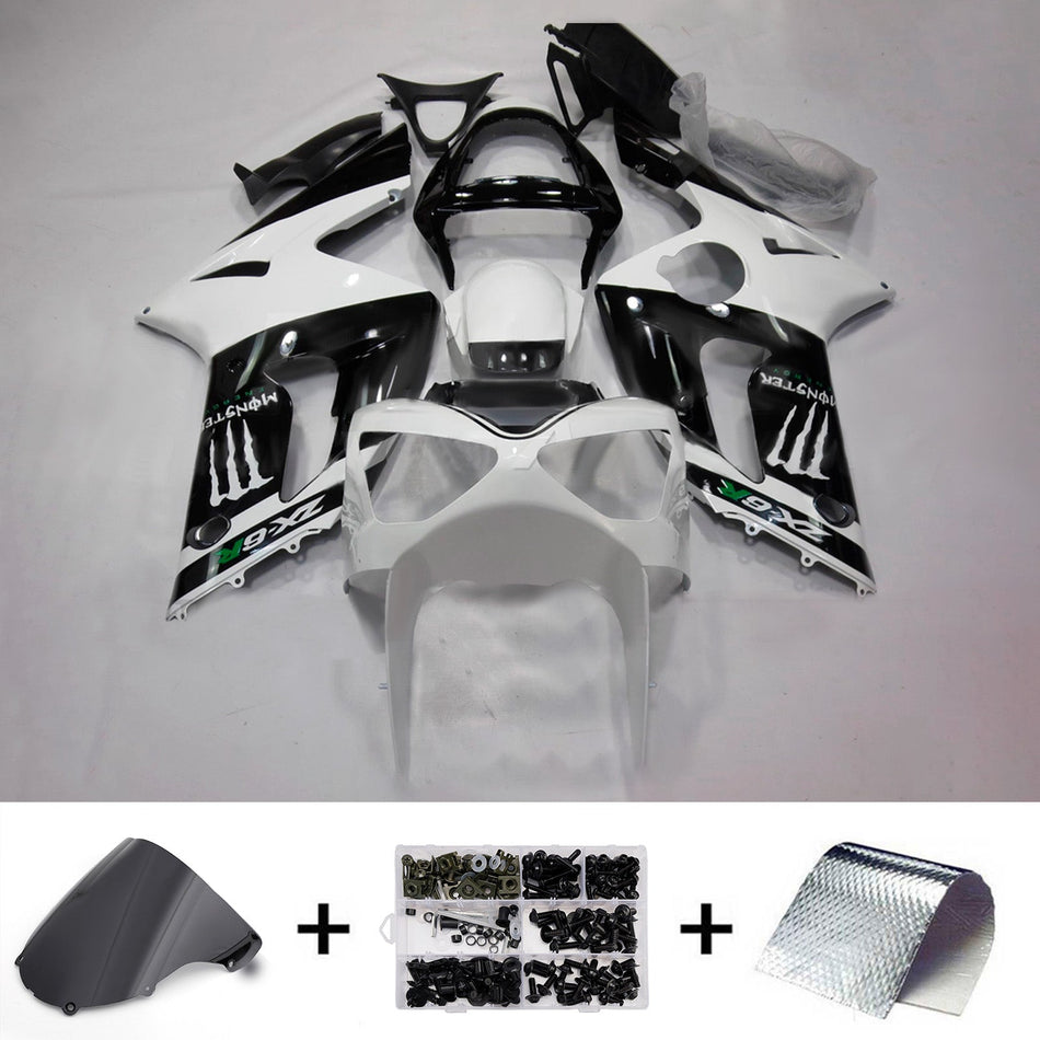 インジェクションフェアリングキット ボディワーク プラスチック ABS カワサキ ZX6R 636 2003-2004 に適合