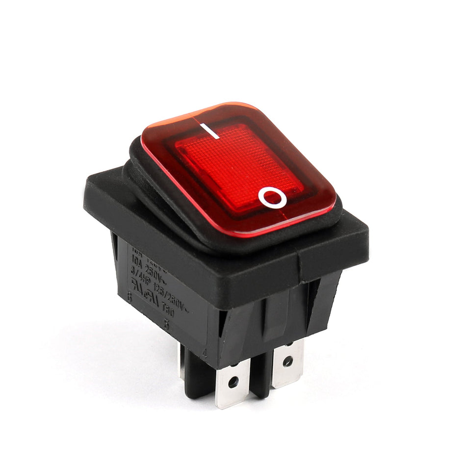 RLEIL RL2-102 防水 IP65 車用ロッカースイッチ 4ピン ON/OFF 125/250VAC 赤 1個