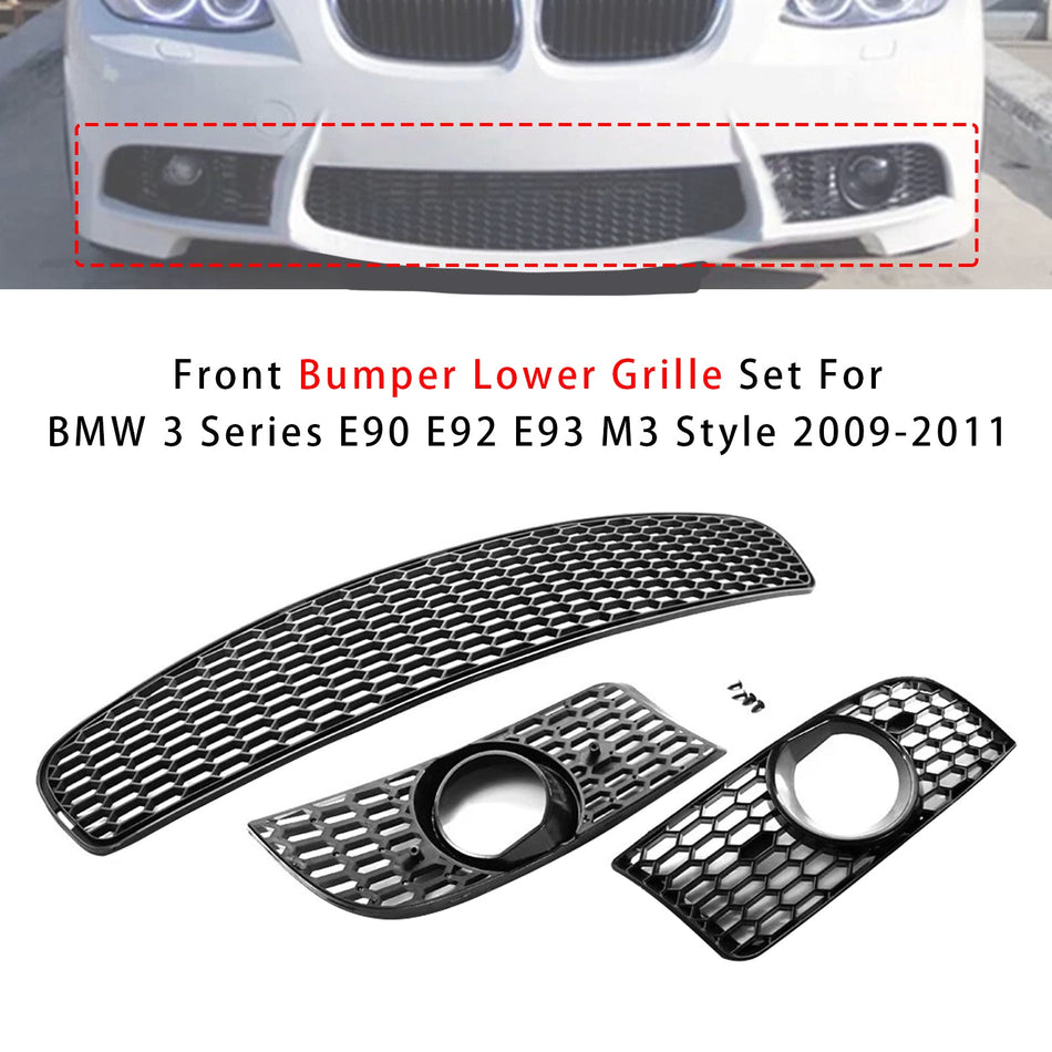 2009-2011年式 BMW 3シリーズ E90 E92 E93 M3スタイル フロントバンパーロアグリルセット