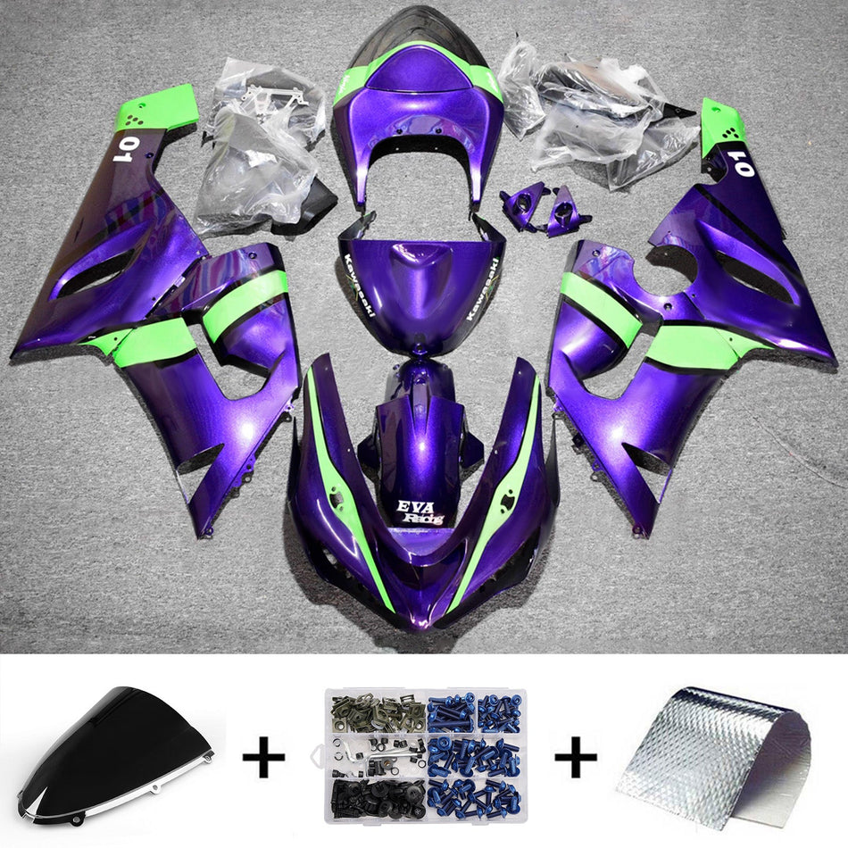 インジェクションフェアリングキット ボディワーク プラスチック ABS カワサキ ZX6R 636 2005-2006 に適合