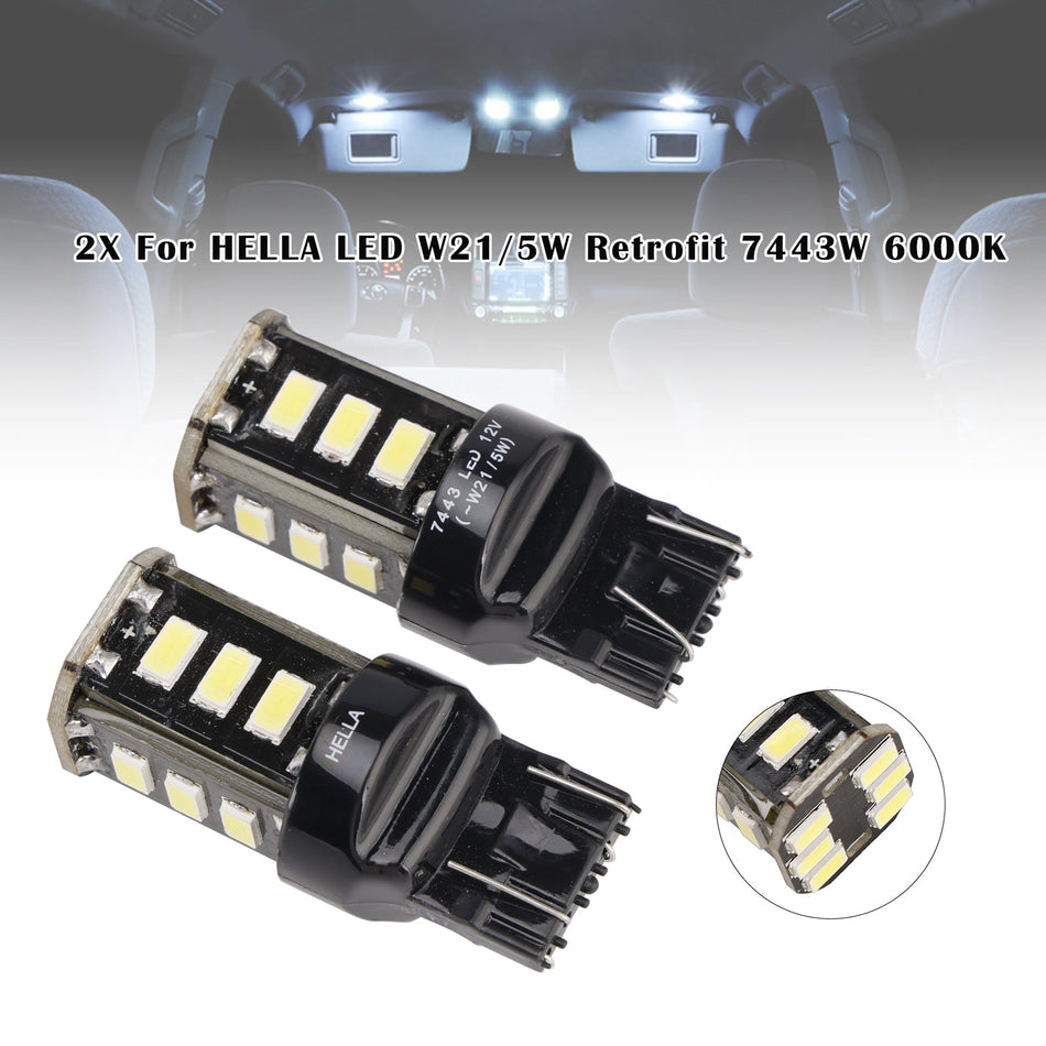 HELLA LEDレトロフィット 7443W ウェッジ T5 12V 3W W21/5W 6000K 2個