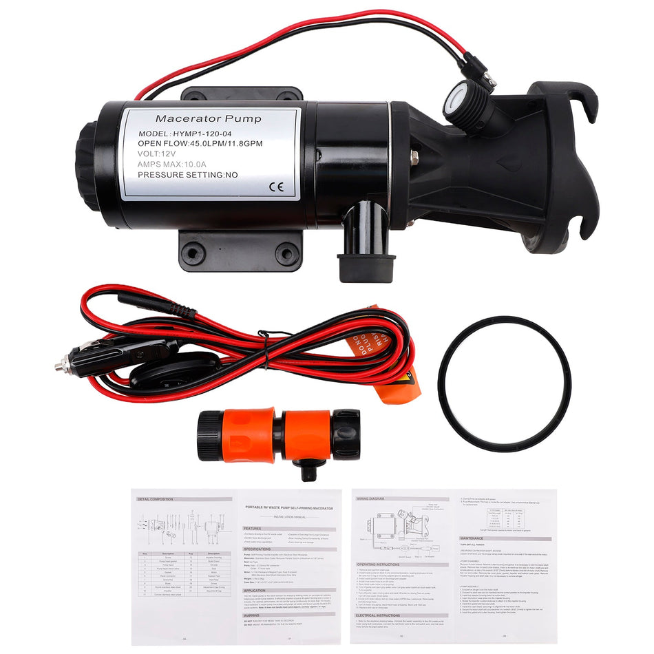 キャンピングカーRV用ポータブルマセレーター廃水ポンプ 18555-000A 12V DC