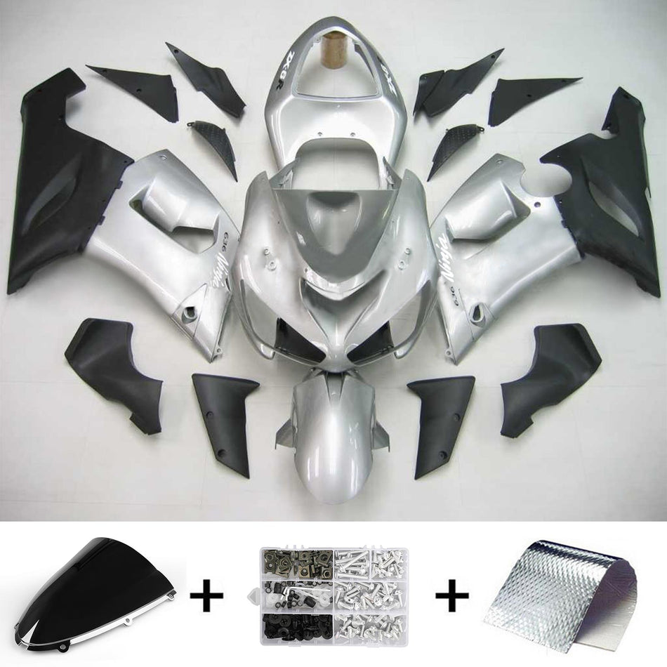 2005-2006 カワサキ ZX6R 636 Amotopart インジェクションフェアリングキット ボディワーク プラスチック ABS #104