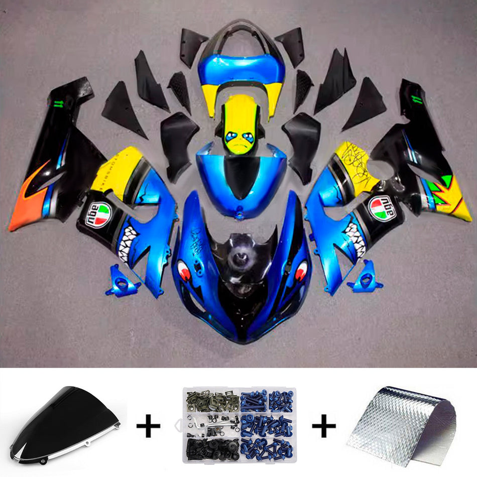 インジェクションフェアリングキット ボディワーク プラスチック ABS カワサキ ZX6R 636 2005-2006 に適合