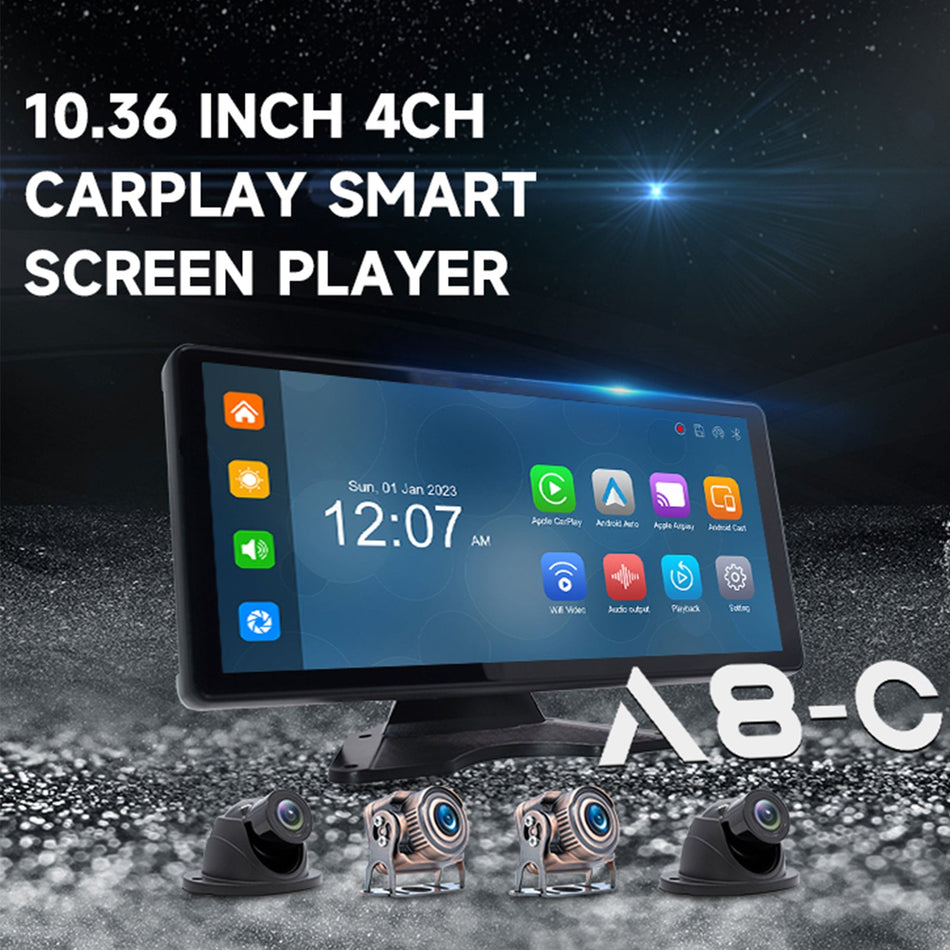 10.36 インチ 1600*720 IPS クォンタム スクリーン タッチ RV トラック バス + 4 バックアップ カメラ
