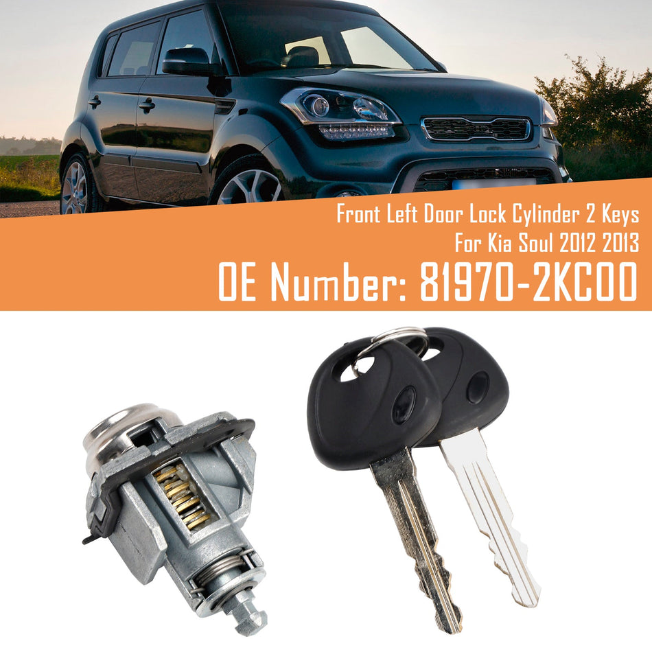 フロント左ドアロックシリンダー 2キー 81970-2KC00 Kia Soul 2012 2013用