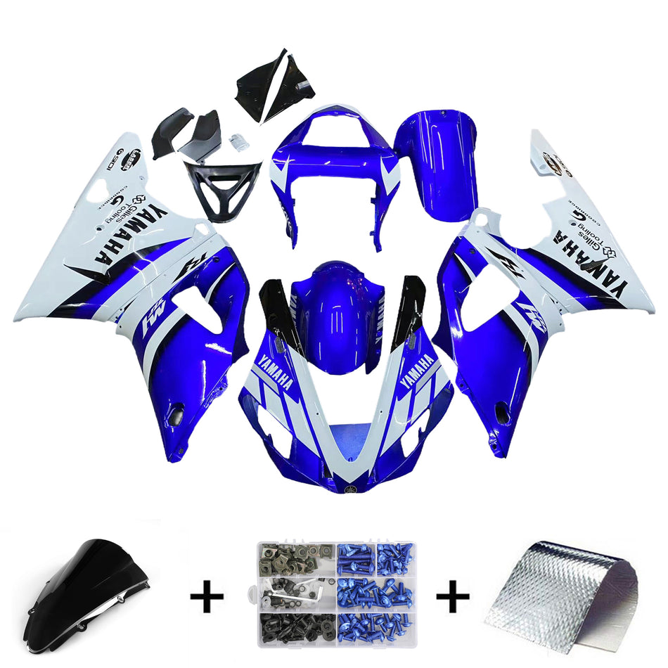 2000-2001 ヤマハ YZF-R1 ブルー &amp; ホワイト R1 レーシングフェアリング ジェネリック