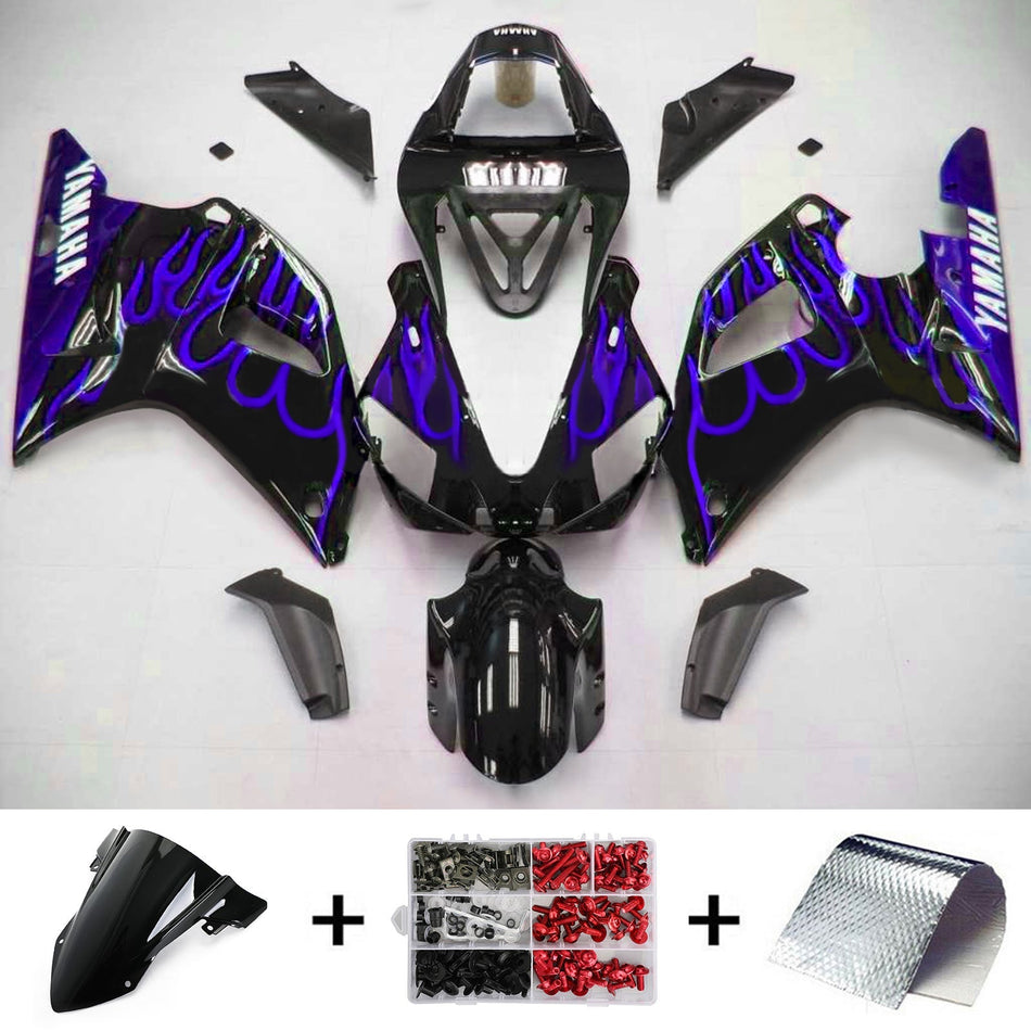2000-2001 ヤマハ YZF 1000 R1 塗装済みブラック ABS プラスチック フェアリング ボディワーク キット #17