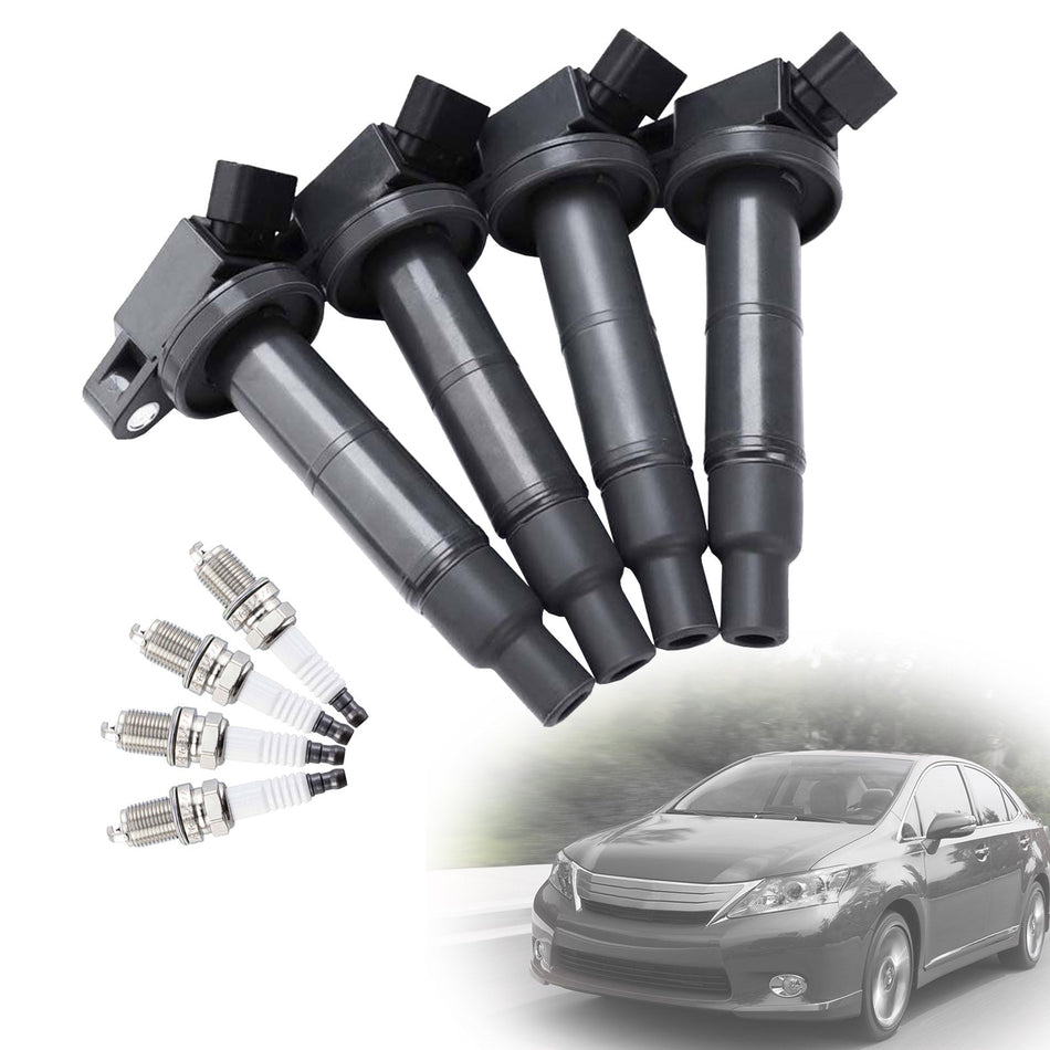 4xイグニッションコイル+スパークプラグ UF333 UF494 トヨタ カムリ 2.4L 2002-2011用