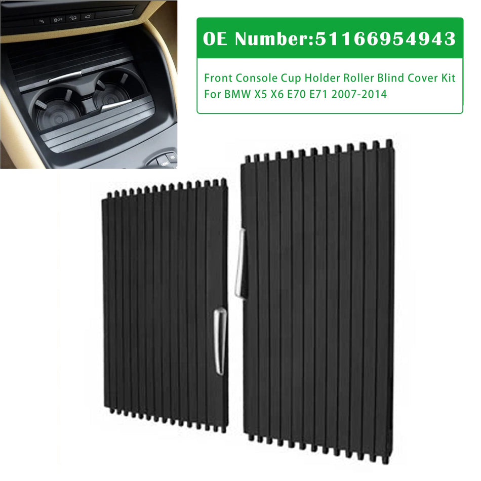 カップコンソールホルダー ローラーブラインドカバートレイ 2個 BMW X5 X6 E70 E71 2007-2014用