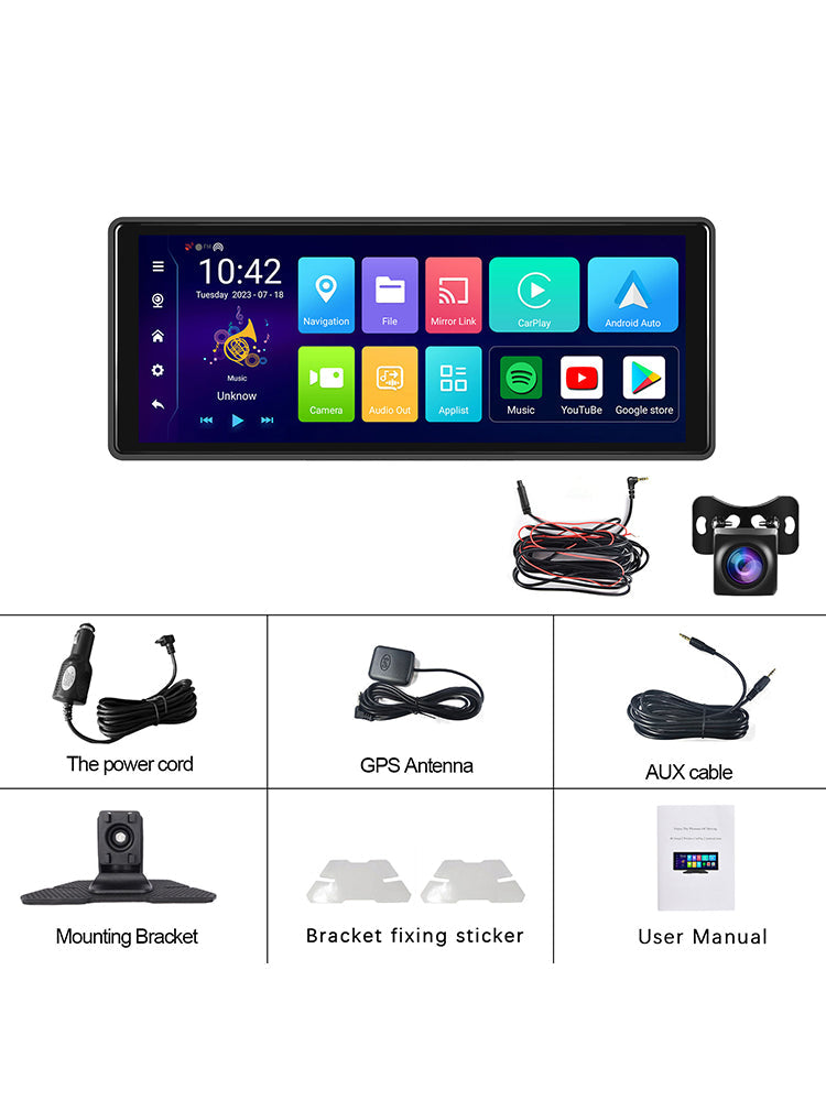 10.26インチ Bluetooth カーナビゲーション Carplay HD 大型タッチスクリーン レコーダー AHD カメラ