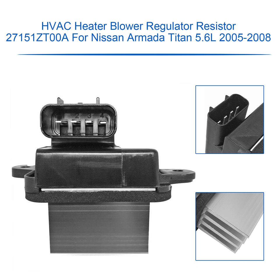 HVAC ヒーターブロワーレギュレーター抵抗器 27151ZT00A 日産アルマダ 2005-2008 用