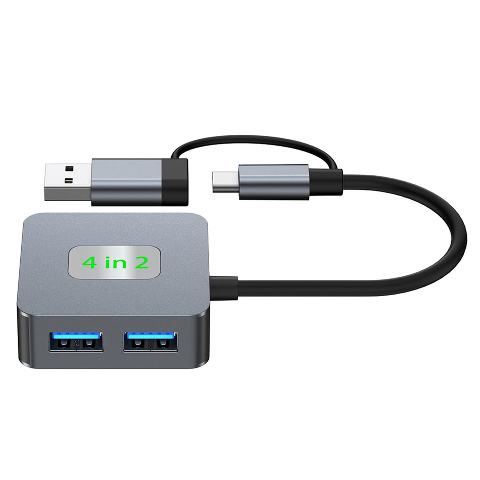 4 in 2 Type-C + USB - USB3.2*4 インターフェース ハブ アダプタ ドック MacBook iPad 15 用