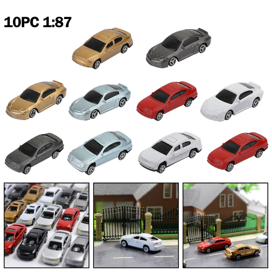 10個 HOスケール モデルカー 1:87 建物 電車 風景 建築モデル