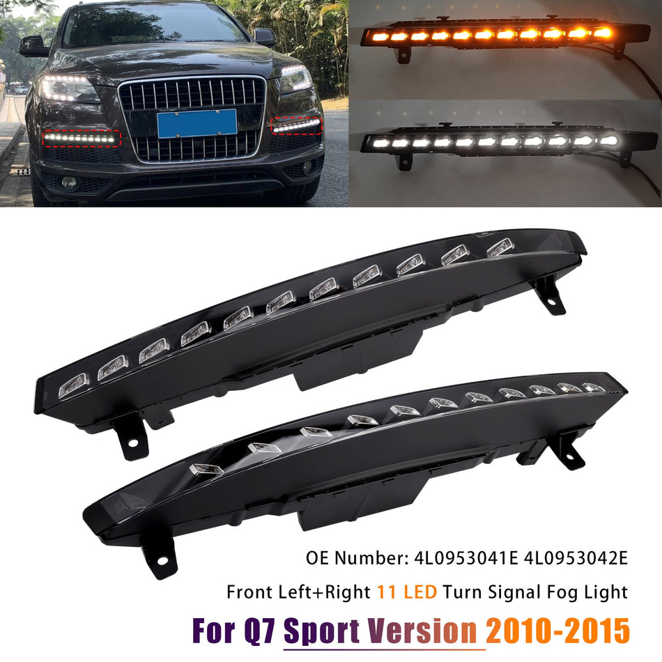 2010-2015 アウディ スポーツバージョン Q7 ペア フロントバンパー 11 LED ターンシグナル フォグランプ