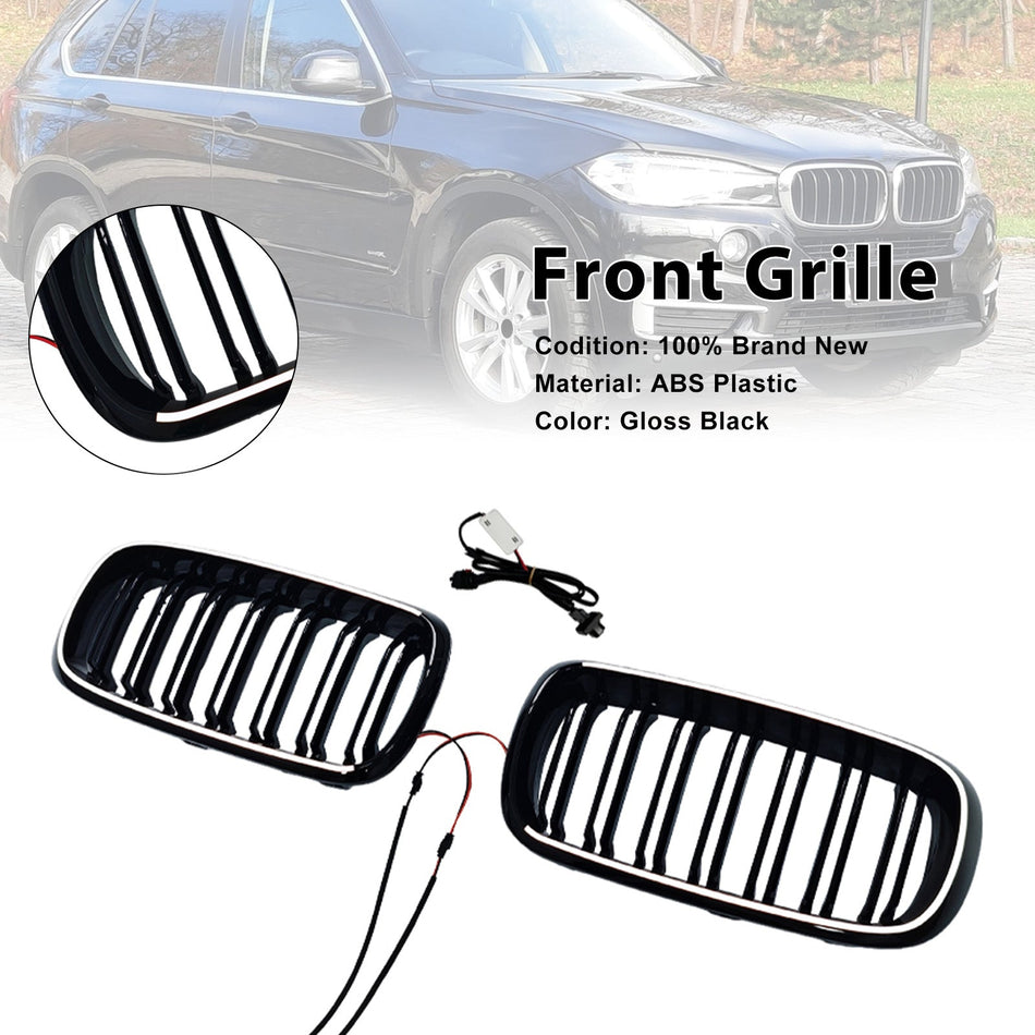 2014-2018 BMW X6 F16 35i/35i xDrive/50i xDrive用ダブルスラットフロントバンパーキドニーグリル