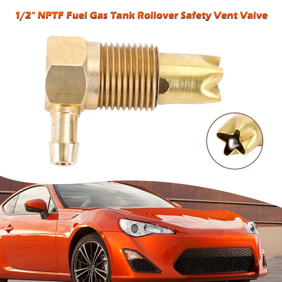 1/2" NPTF 燃料ガスタンク ロールオーバー安全ベントバルブアセンブリ 5/16 ホース 汎用