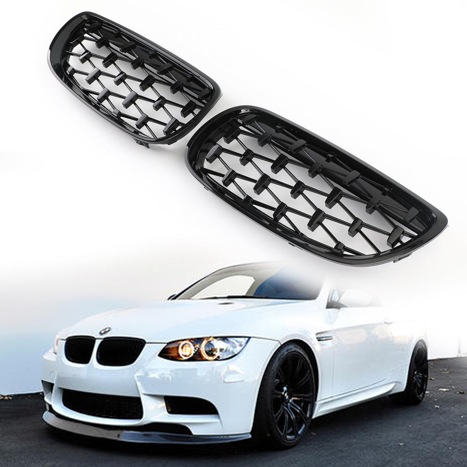 フロントキドニーグリルグリル BMW 2007-2010 E92 E93 328i 335i 2DR メテオブラック ジェネリックに適合