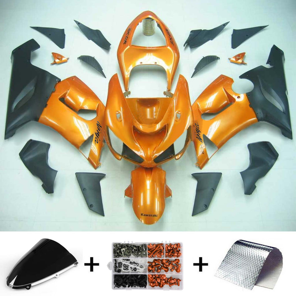 2005-2006 カワサキ ZX6R 636 Amotopart インジェクションフェアリングキット ボディワーク プラスチック ABS #132