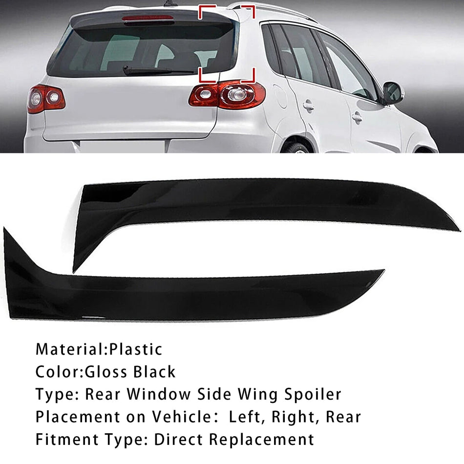 2007-2016 VW ティグアン MK1 グロスブラック ペア リアウィンドウ サイドウィング スポイラー