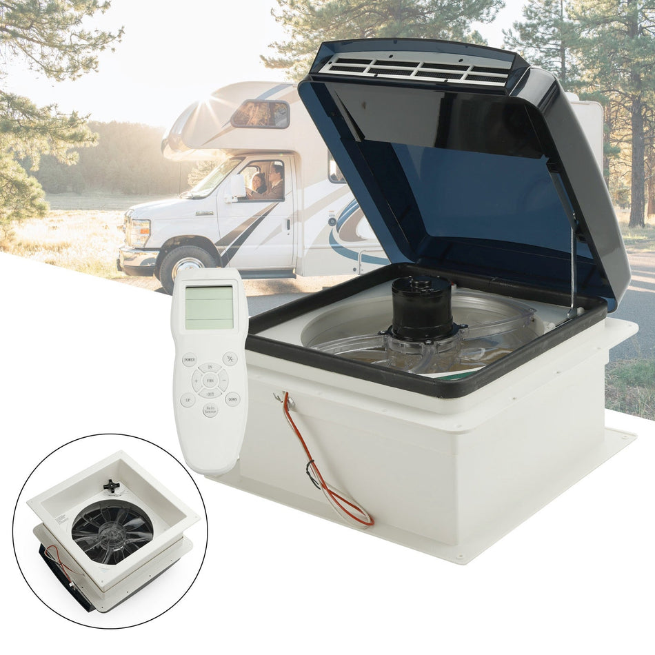 14インチ RV キャラバン ルーフ ベント RV ファン 12V スカイライト リモコン付き 10 スピード