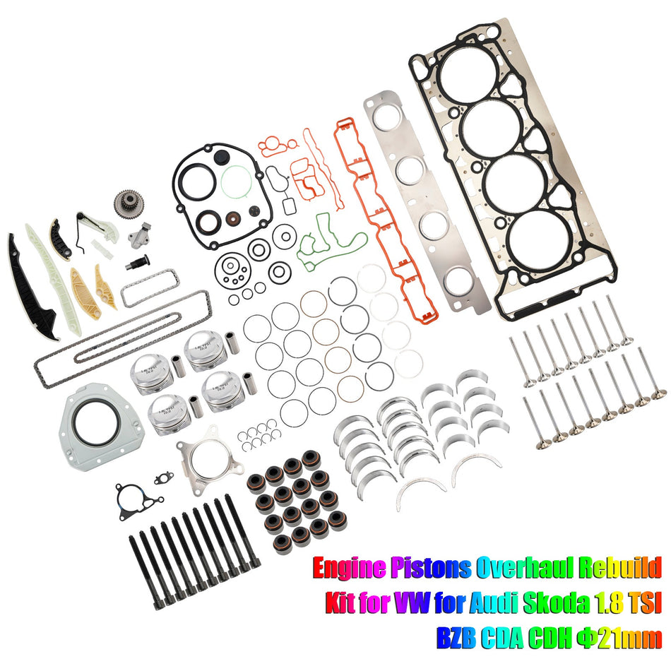 VW Audi Skoda 1.8 TSI BZB CDA CDH用エンジンピストンオーバーホールリビルドキット