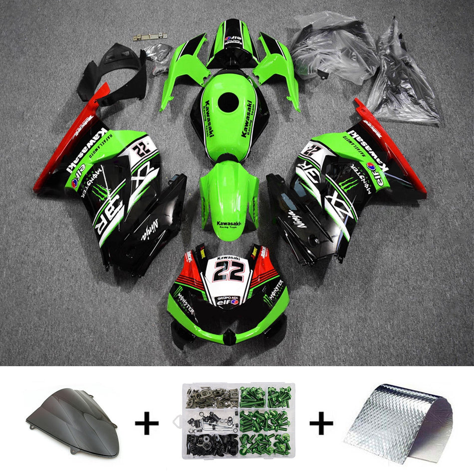 インジェクションフェアリングキット ボディワーク プラスチック ABS カワサキ EX250 Ninja250R 2008-2012 に適合