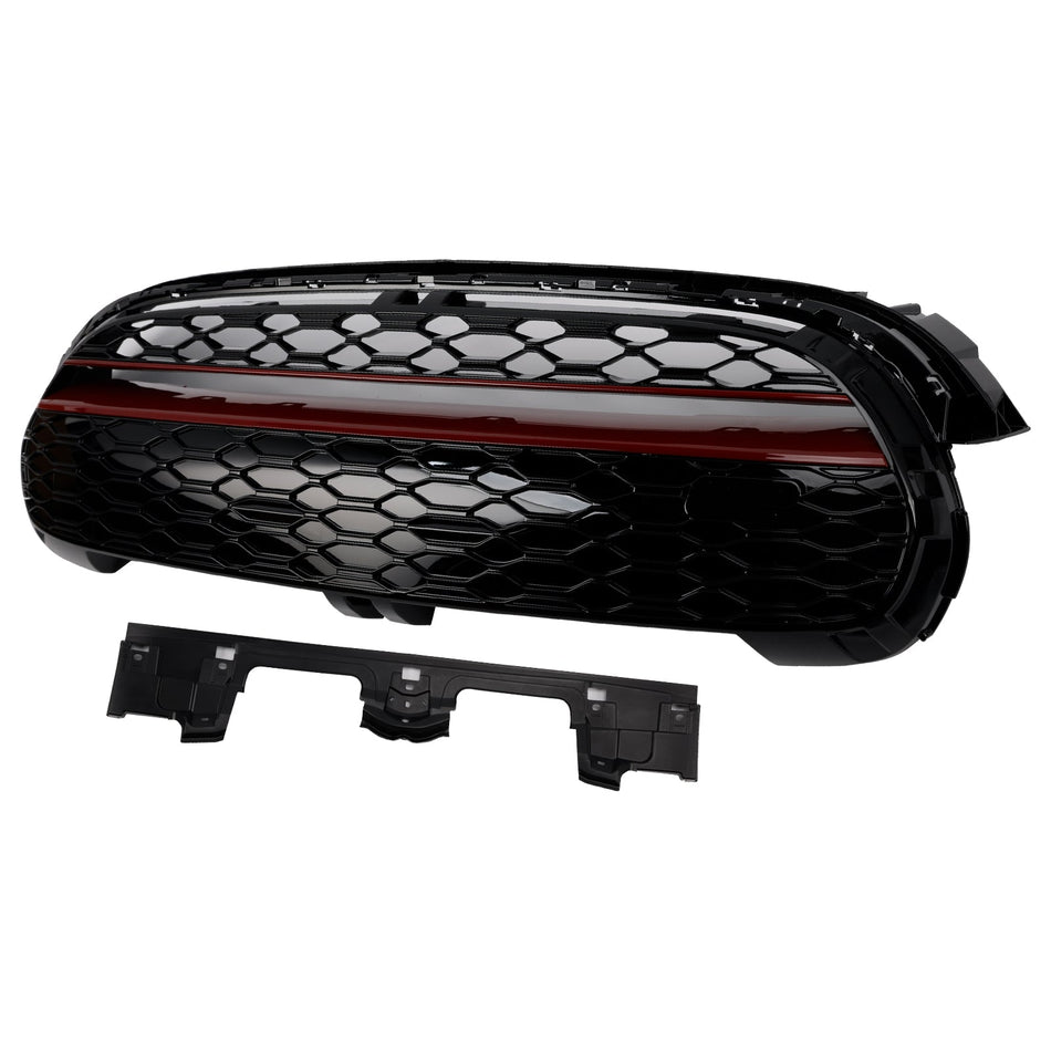 2014年以降 MINI F55 5ドア ハッチバック Cooper S、Cooper SD GPスタイル グロスブラックレッドトリム フロントグリル