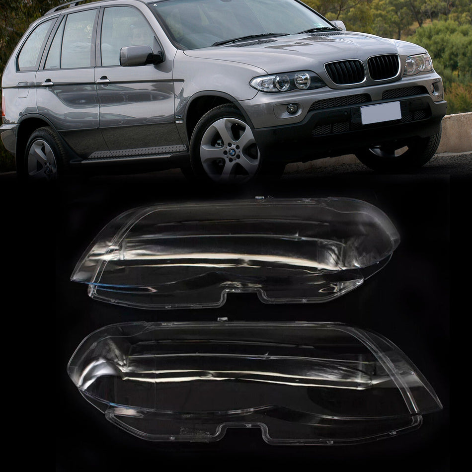 2004-2006 BMW X5 E53 フロントヘッドライトガラスクリアカバー 2個