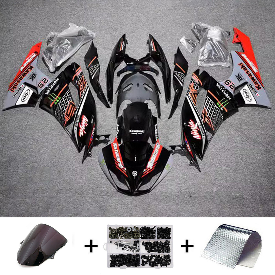 インジェクションフェアリングキット ボディワーク プラスチック ABS カワサキ ZX6R 636 2009-2012 に適合
