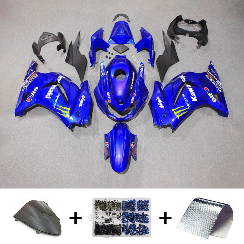 インジェクションフェアリングキット ボディワーク プラスチック ABS カワサキ EX250 Ninja250R 2008-2012 に適合