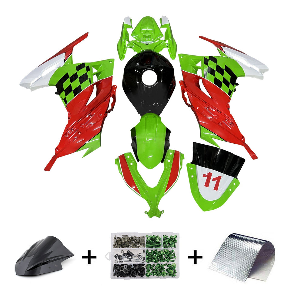 インジェクションフェアリングキット ボディワーク プラスチック ABS カワサキ EX300 Ninja300 2013-2024 に適合