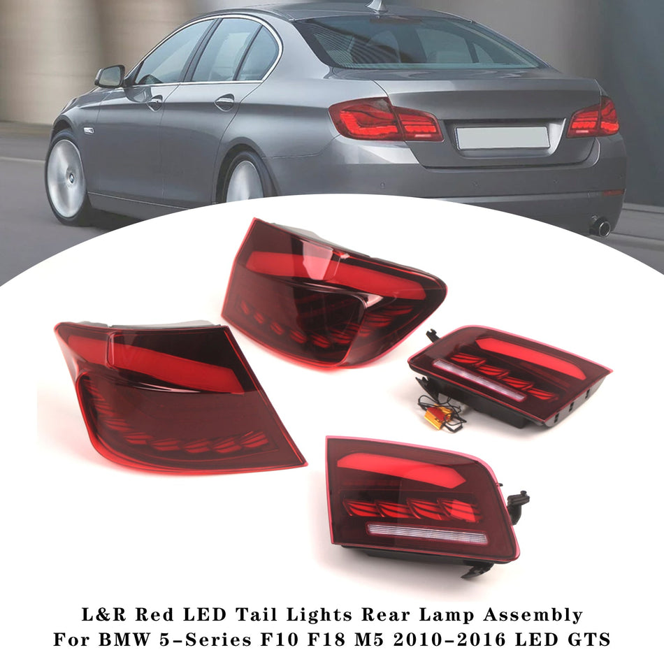 2010-2016 第6世代 5シリーズ F10 F18 M5 L&amp;R レッド LED テールライト リアランプアセンブリ