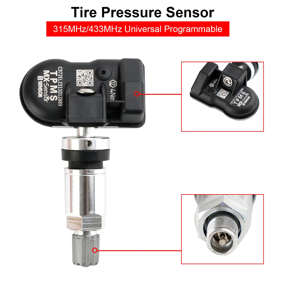 MX-Sensor 315 &amp; 433MHz プログラム可能 TPMS ユニバーサルタイヤ空気圧センサー
