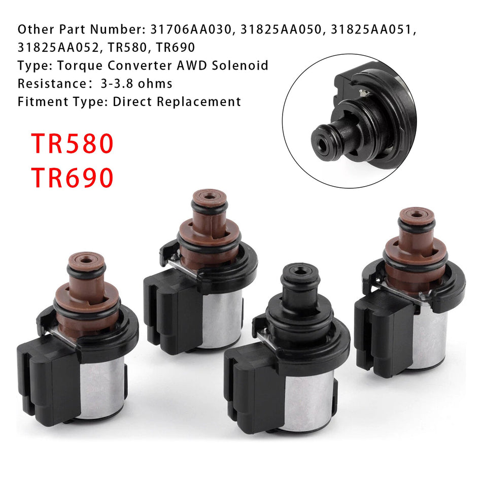 スバル リニアトロニック CVT TR580 TR690 4PCS トルクコンバーター AWD ソレノイド