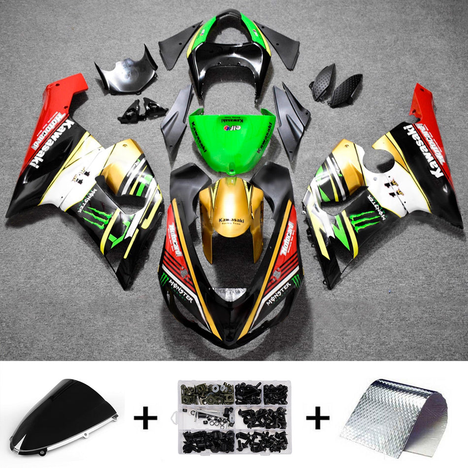 インジェクションフェアリングキット ボディワーク プラスチック ABS カワサキ ZX6R 636 2005-2006 に適合