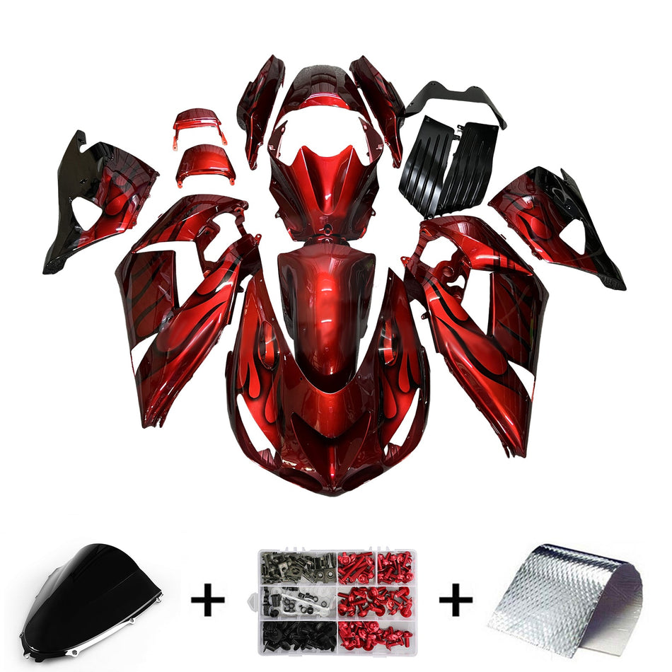 インジェクションフェアリングキット ボディワーク Kawasaki ZX14R ZZR1400 2006-2011 に適合