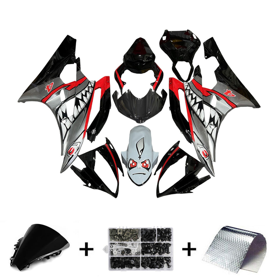インジェクションフェアリングキット ボディワーク プラスチック ABS ヤマハ YZFR6 YZF-R6 2006-2007用