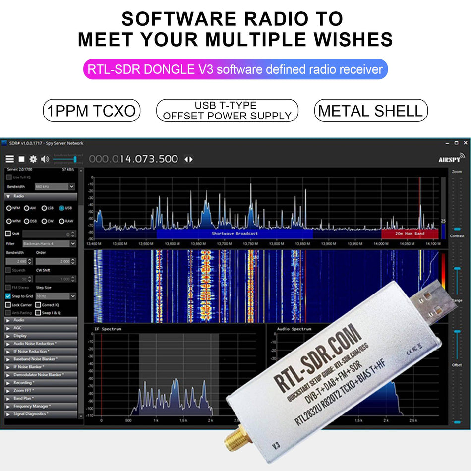 RTL-SDR ブログ V3 RTL2832U 1PPM TCXO HF BiasT SMA ソフトウェア無線 R820T2