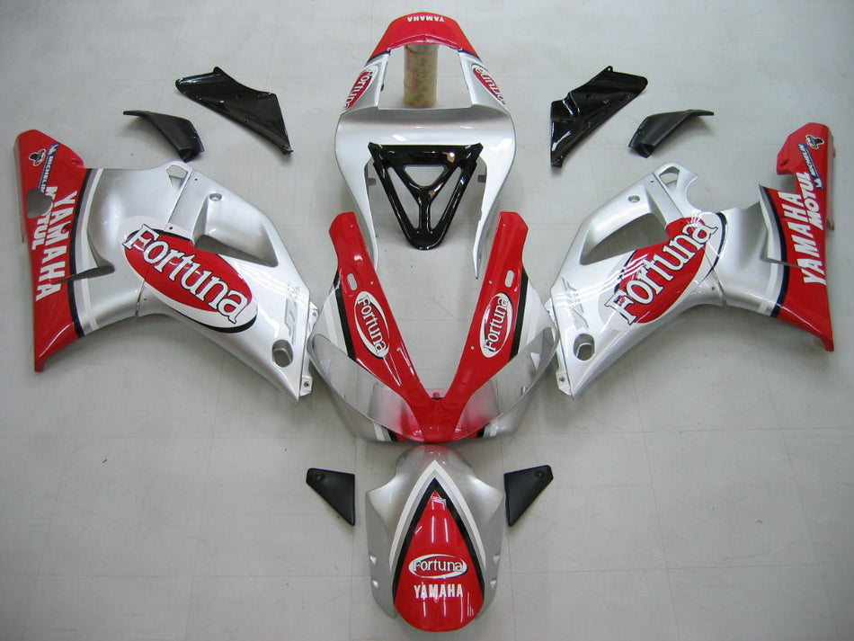 2000-2001 ヤマハ YZF-R1 シルバー レッド フォルトゥナ レーシング フェアリング ジェネリック