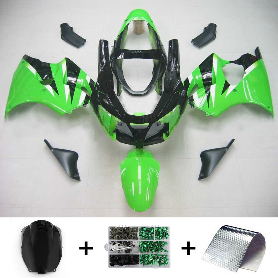 2000-2002 カワサキ Zx6R フェアリング ブラック グリーン キット