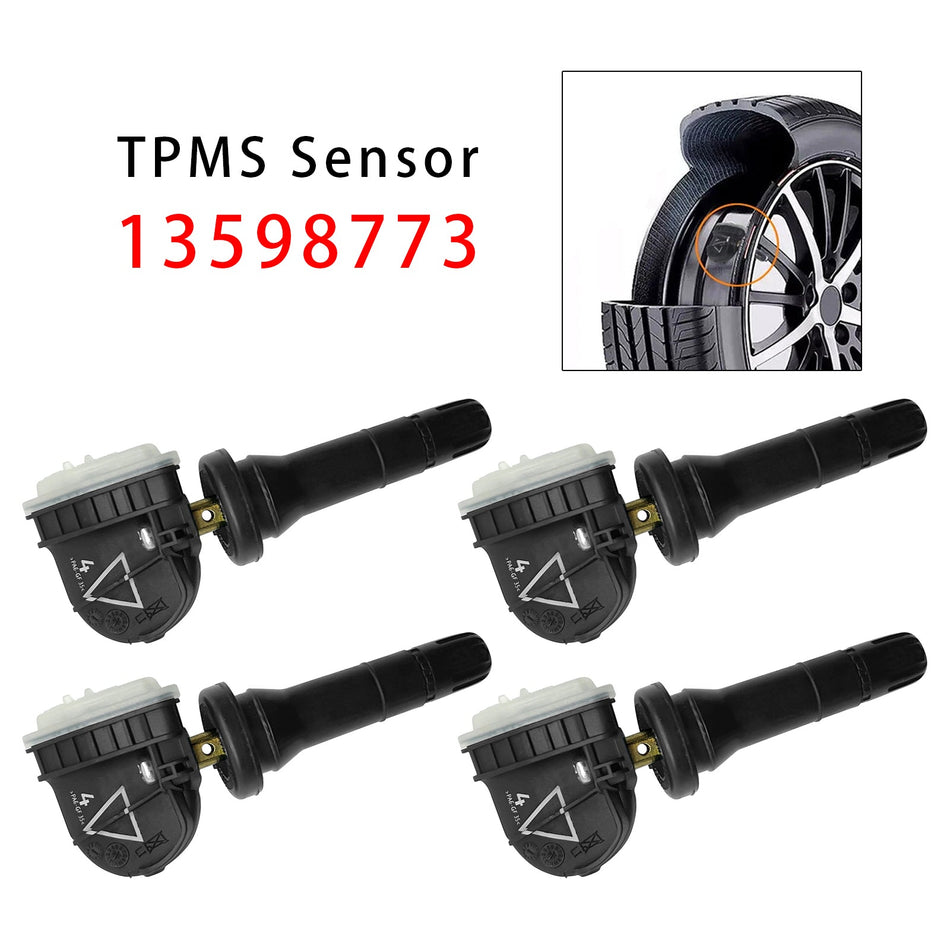 GMC、ビュイック、シボレー、シルバラード、キャデラック用TPMSタイヤ空気圧センサー4個セット 13598773