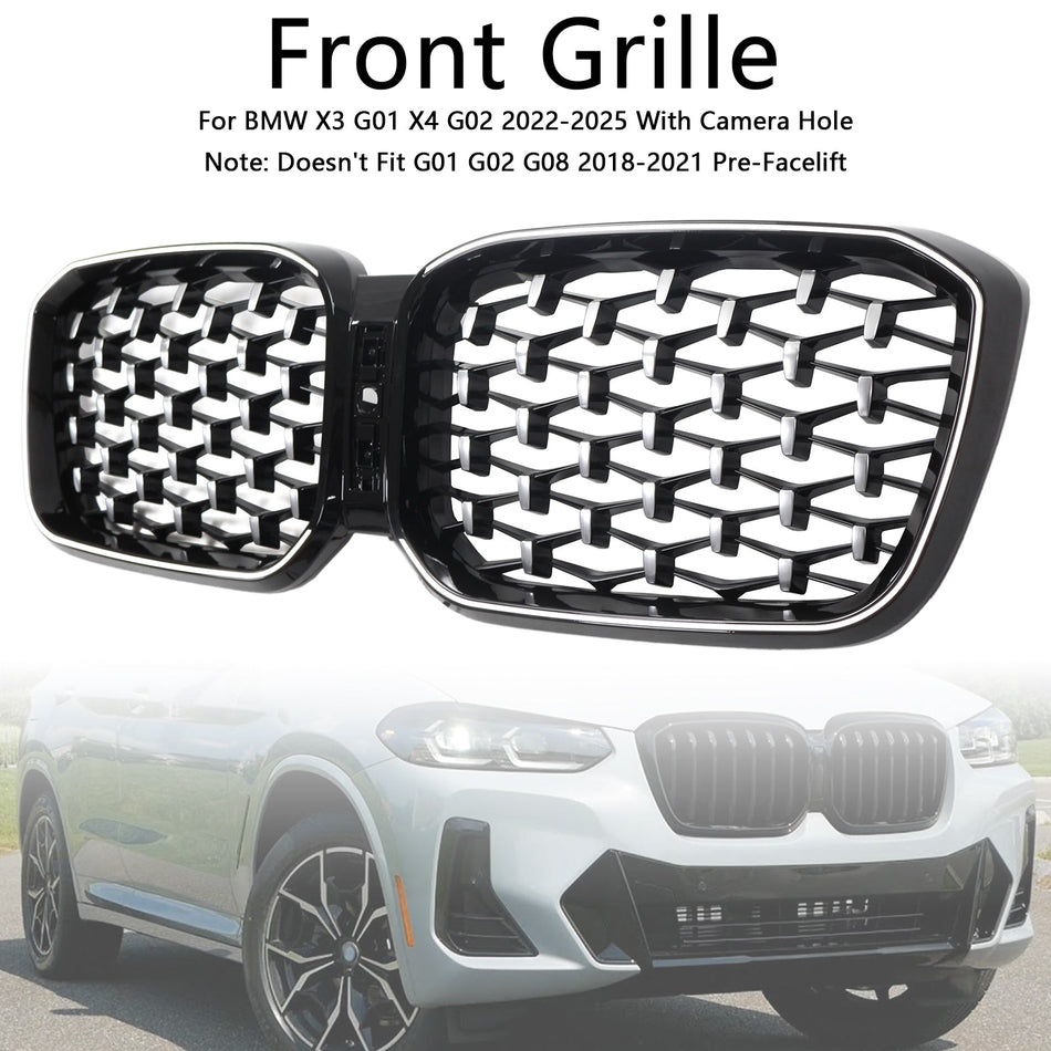2022-2025 BMW X3 G01 X4 G02 ダイヤモンド フロントバンパー キドニーグリル クローム