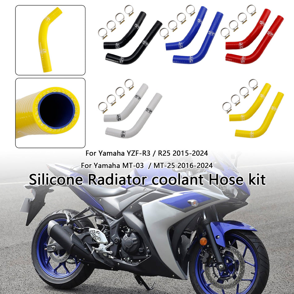 2015-2024 ヤマハ MT-03 MT-25 YZF R3 R25 シリコンラジエータークーラントホース