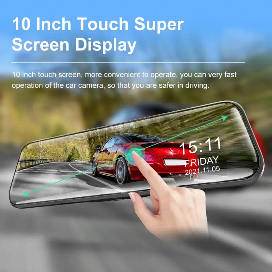 10インチフルスクリーンHD 1080Pバックミラーストリーミングメディアドライビングレコーダー