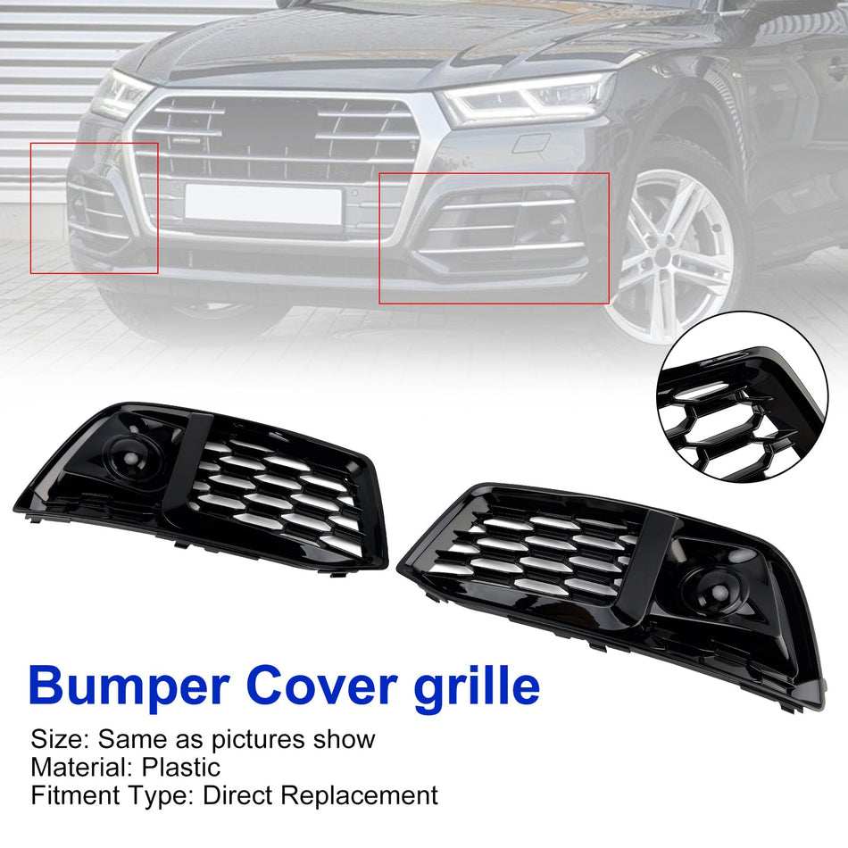 2018-2022 アウディ Q5 フロントバンパーカバーグリルベゼルインサート 2個セット（ACC付き）