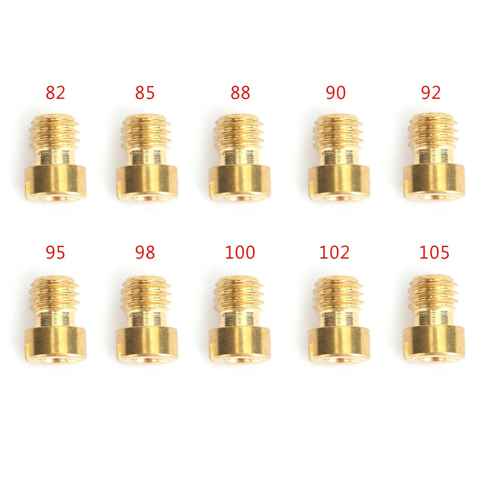 10セット ラウンドヘッド メインジェット 5mm 82-105 GY6 オートバイ スクーター キャブレター PZ19 汎用