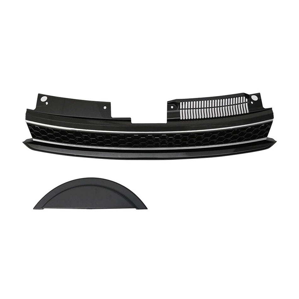 GTIスタイル フロントハイバー ブラッククロームトリムグリル VWゴルフ6 MK6 2010-2014年モデル対応