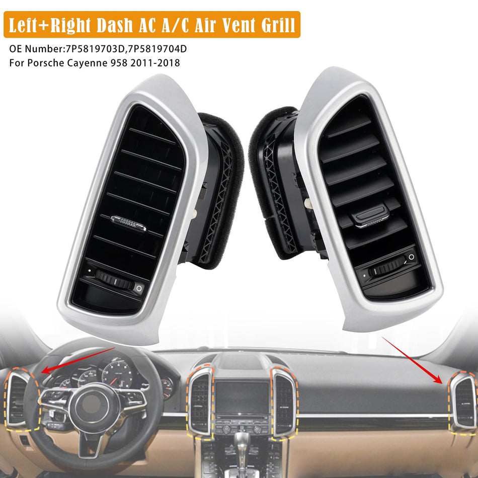 2011-2018 ポルシェ カイエン 958 左+右ダッシュ AC A/C エアベントグリル