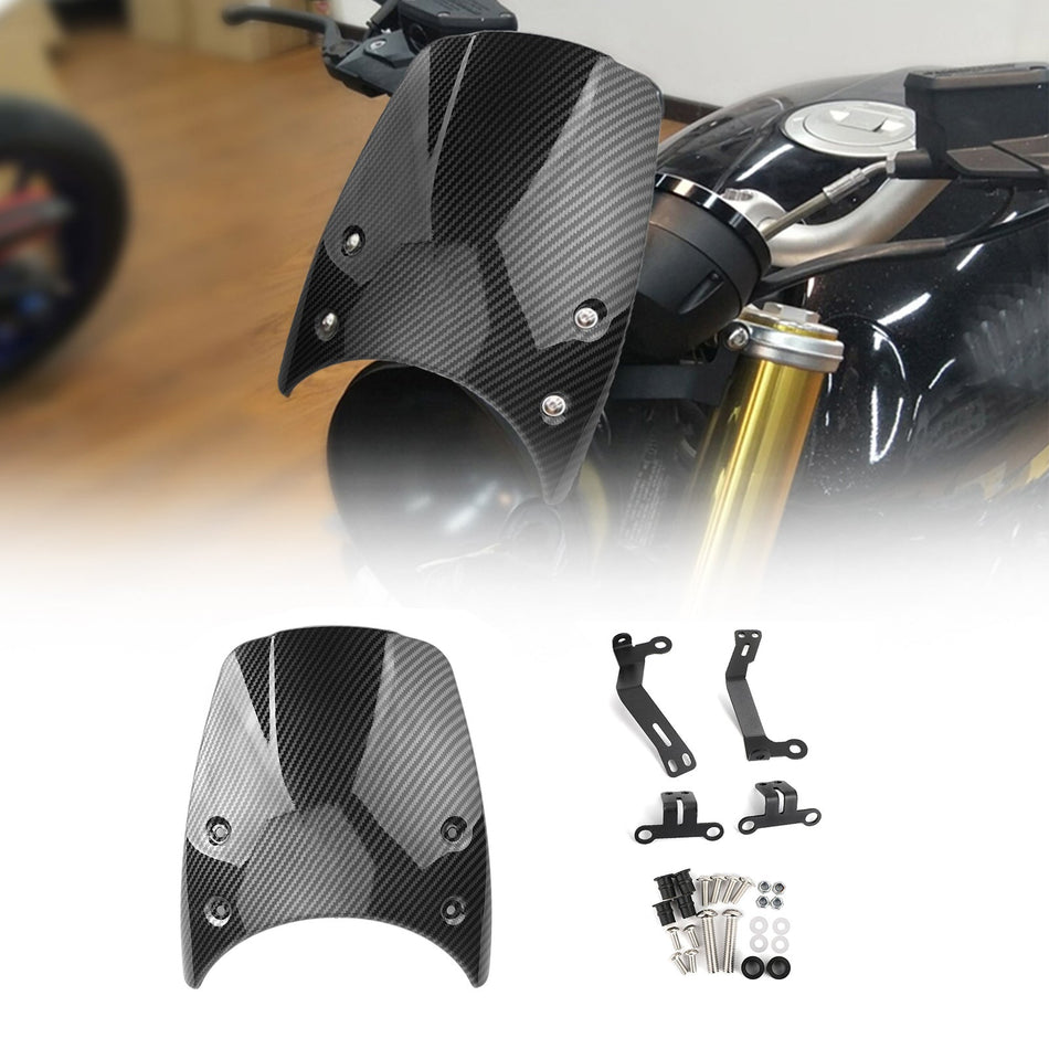 フロントガラス ヘッドライト フェアリング BMW R Nine T 14-17 カーボン 汎用